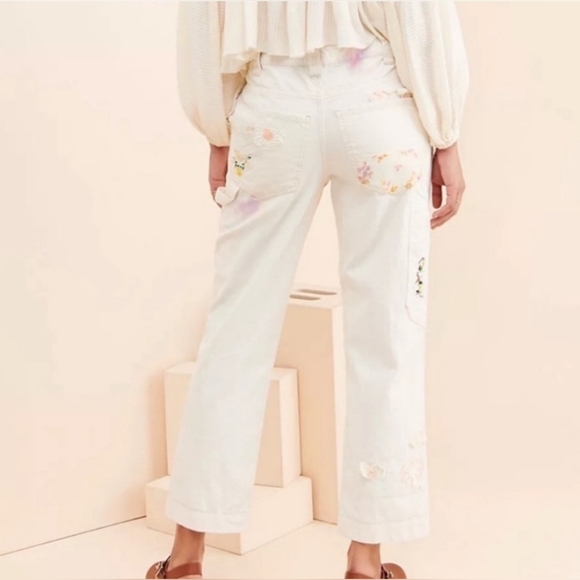 We The Free Love Alive Boyfriend Jeans Patchwork Dye Carpenter Pants Sz 28 - Picture 2 of 16